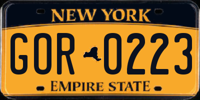 NY license plate GOR0223