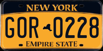NY license plate GOR0228