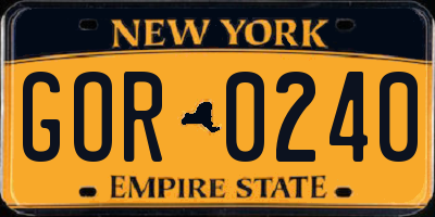 NY license plate GOR0240