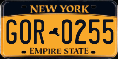 NY license plate GOR0255