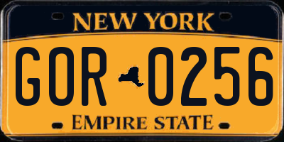 NY license plate GOR0256