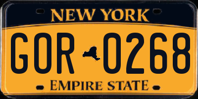 NY license plate GOR0268