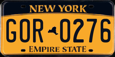 NY license plate GOR0276