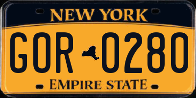NY license plate GOR0280