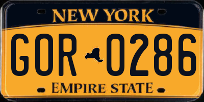 NY license plate GOR0286