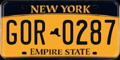 NY license plate GOR0287