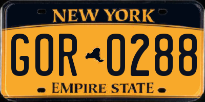 NY license plate GOR0288