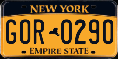 NY license plate GOR0290