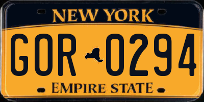 NY license plate GOR0294