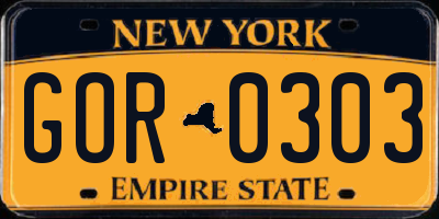 NY license plate GOR0303
