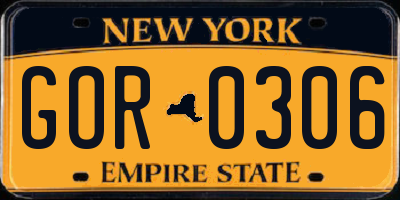 NY license plate GOR0306