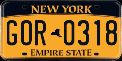 NY license plate GOR0318