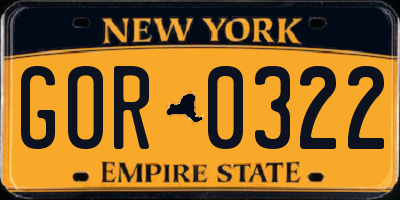 NY license plate GOR0322