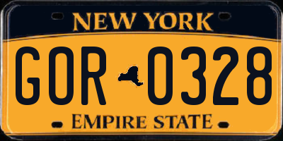 NY license plate GOR0328