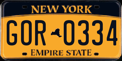 NY license plate GOR0334