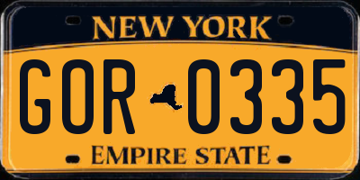 NY license plate GOR0335