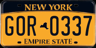 NY license plate GOR0337