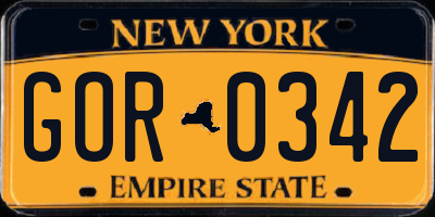 NY license plate GOR0342
