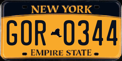 NY license plate GOR0344