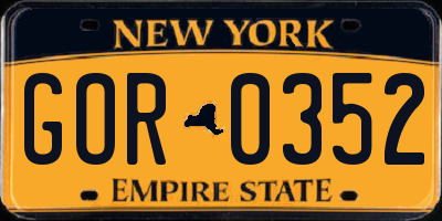 NY license plate GOR0352