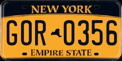 NY license plate GOR0356