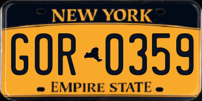 NY license plate GOR0359