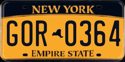 NY license plate GOR0364
