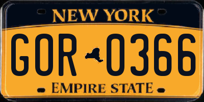 NY license plate GOR0366