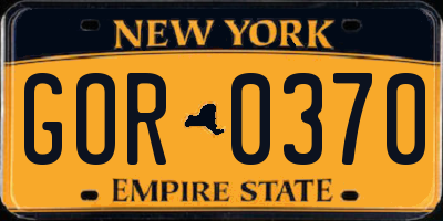 NY license plate GOR0370