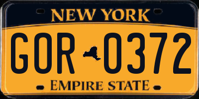 NY license plate GOR0372