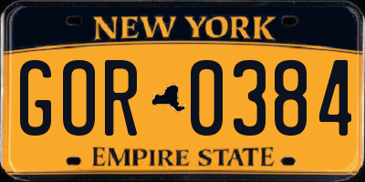 NY license plate GOR0384