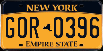 NY license plate GOR0396
