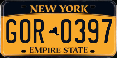 NY license plate GOR0397
