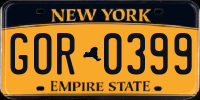 NY license plate GOR0399
