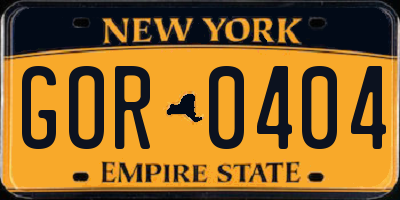 NY license plate GOR0404