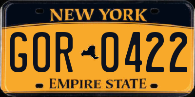 NY license plate GOR0422