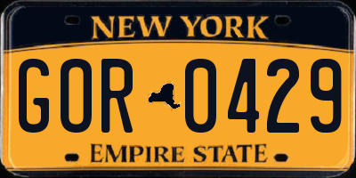 NY license plate GOR0429