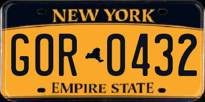 NY license plate GOR0432