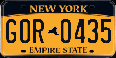 NY license plate GOR0435