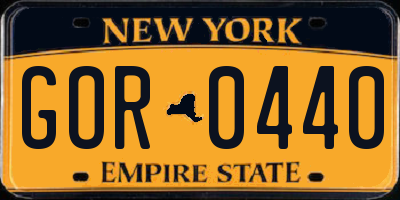 NY license plate GOR0440