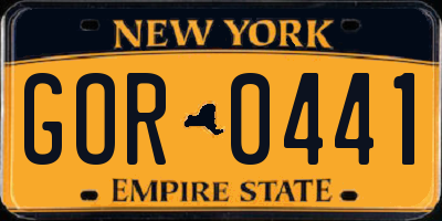 NY license plate GOR0441