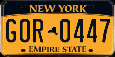 NY license plate GOR0447
