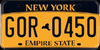 NY license plate GOR0450