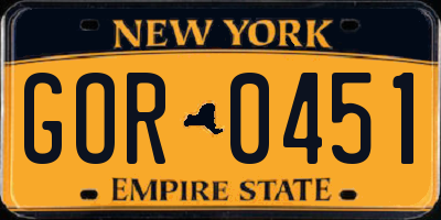 NY license plate GOR0451