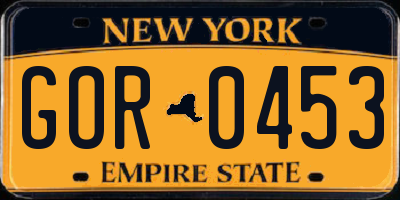NY license plate GOR0453