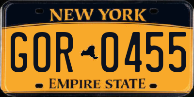 NY license plate GOR0455