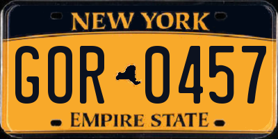 NY license plate GOR0457