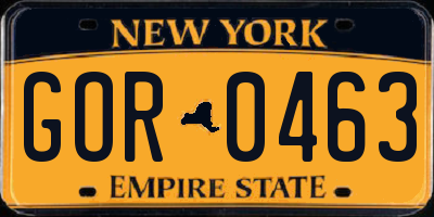 NY license plate GOR0463
