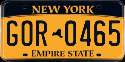 NY license plate GOR0465