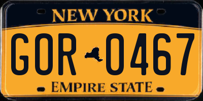 NY license plate GOR0467